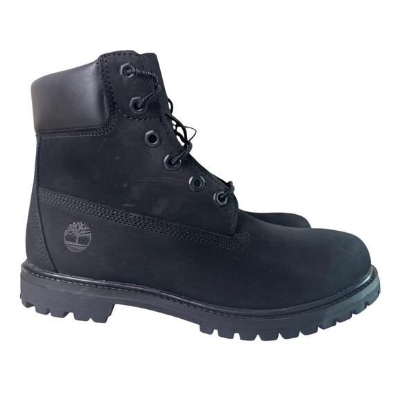Timberland Boots 6" Premium Waterproof Nubuck Womens 9 Black TB08658A Lug Sole - Picture 1 of 10
